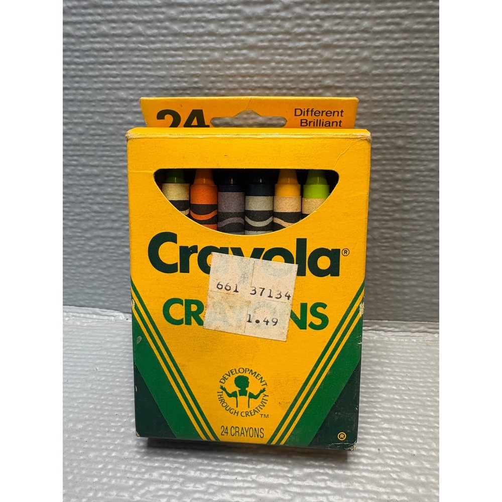 Vintage 1988 Crayola Crayons 24 Count Box Binney & Smith 52-3024 Made in USA